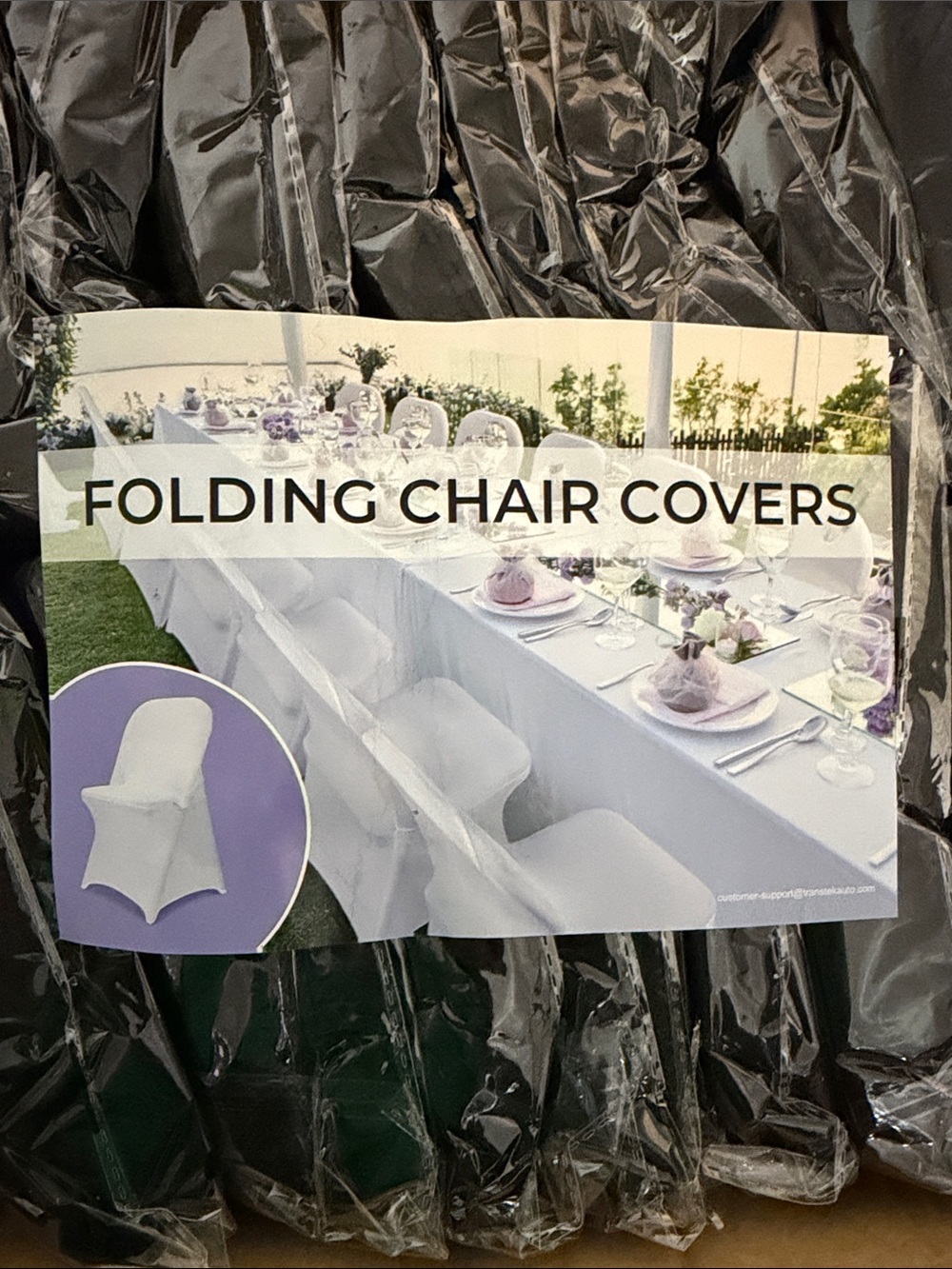 Folding Chair Covers (30)  - Black Stretch Spandex Slipcovers for Event Chairs